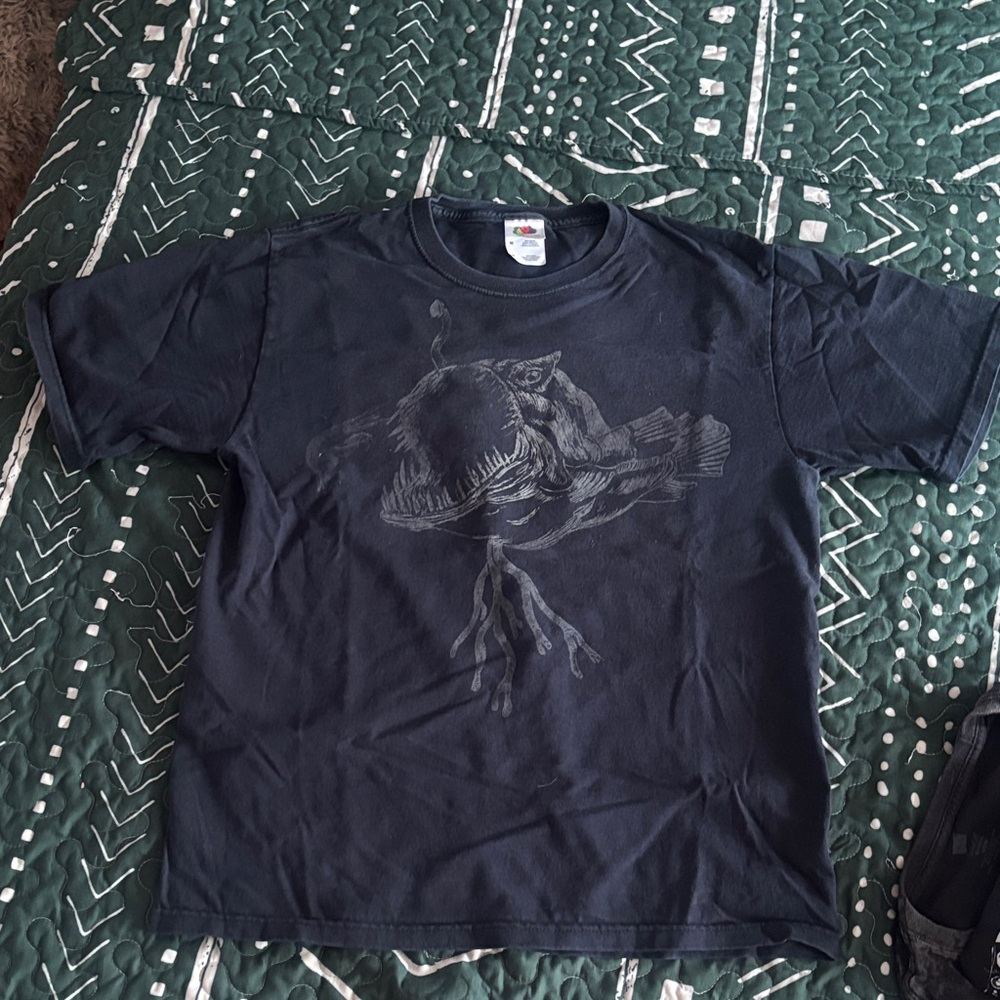 Fruit of the Loom Navy T-Shirt with Angler Fish Graphic